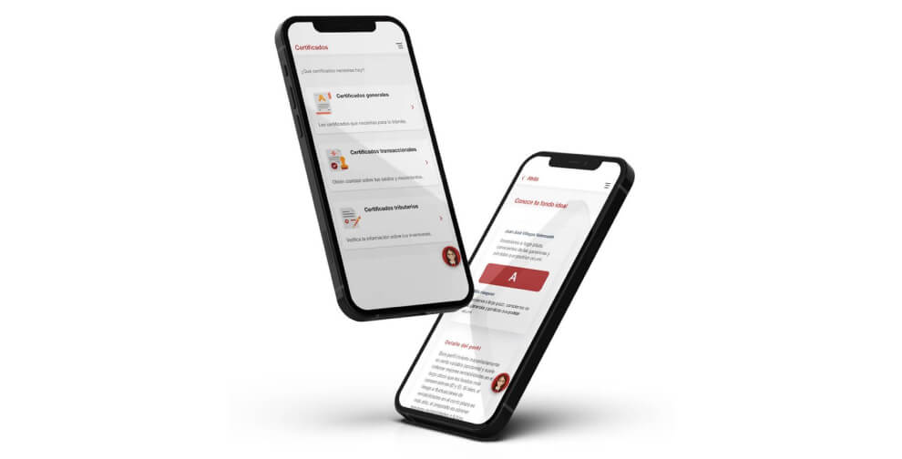 Dos celulares mostrando la app de AFP PlanVital
