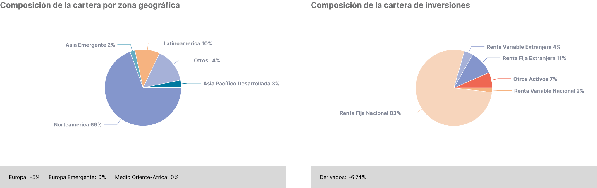 Fondo E - Composición de la cartera por zona geográfica e inversiones